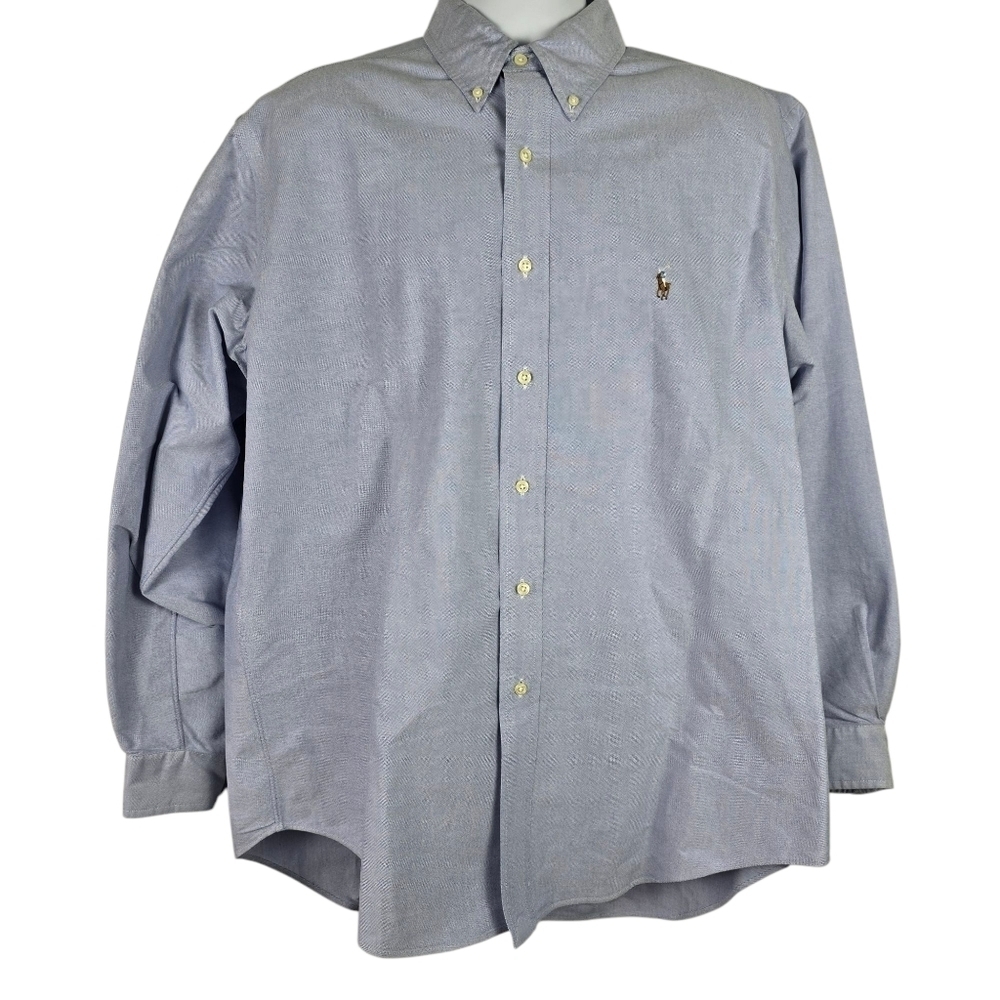 Ralph Lauren Men's Yarmouth Classic Blue 100% Cotton Button Down Shirt Size 16.5